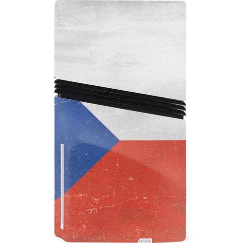Czech Republic Flag Distressed PS5 Pro Disk Console Skin